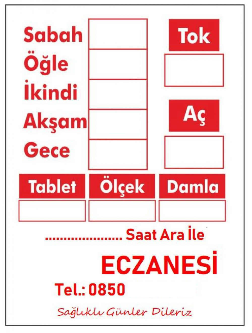 İlaç Etiketi Kırmızı Baskılı