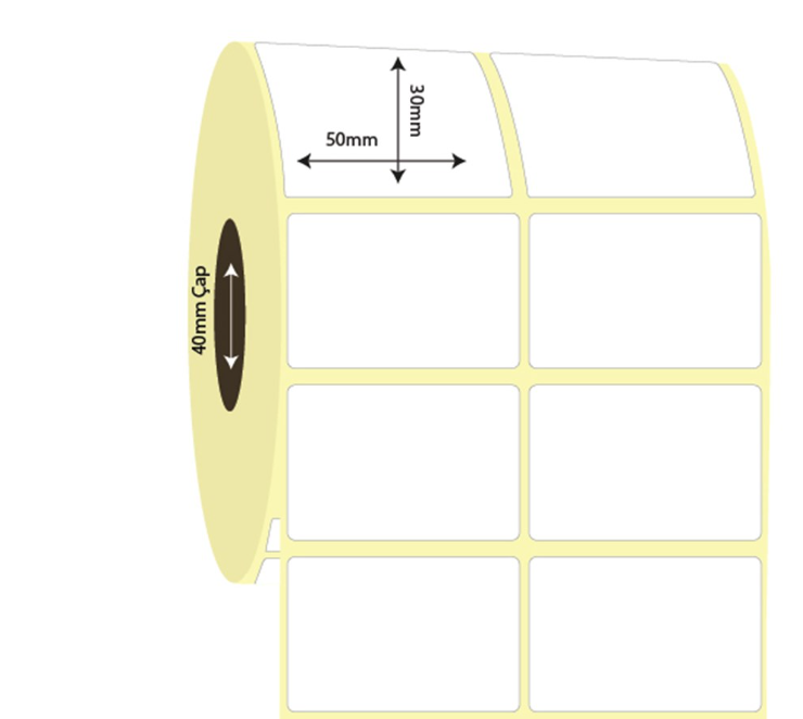 50mm x 30mm 2'li Ayrık Kuşe Etiket (Sticker)