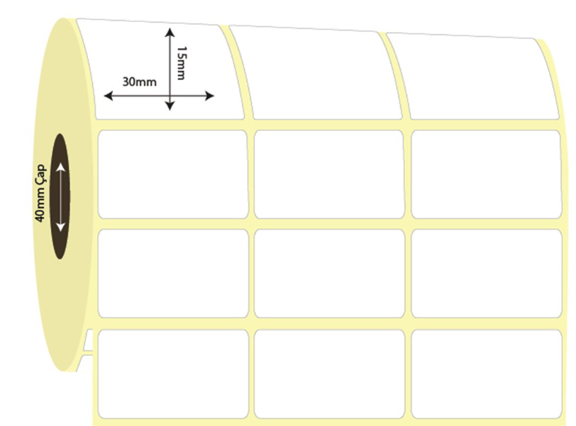 30mm x 15mm 3'lü Ayrık Vellum Etiket (Sticker)