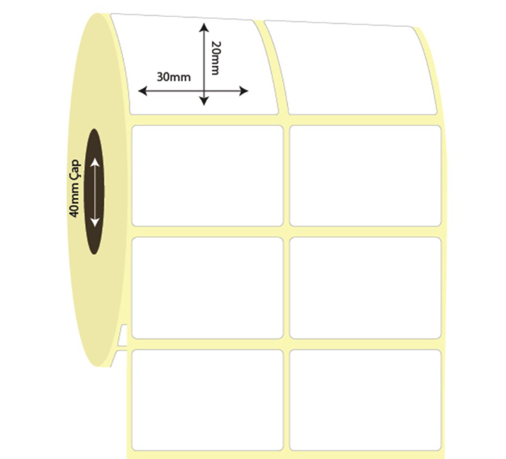  30mm x 20mm 2'li Ayrık Lamine Termal Etiket (Sticker)