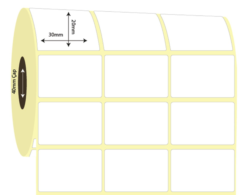 30mm x 20mm 3'lü Ayrık Vellum Etiket (Sticker)