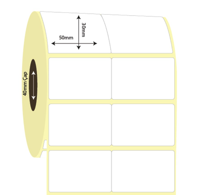 50mm x 30mm 2'li Bitişik Lamine Termal Etiket (Sticker)