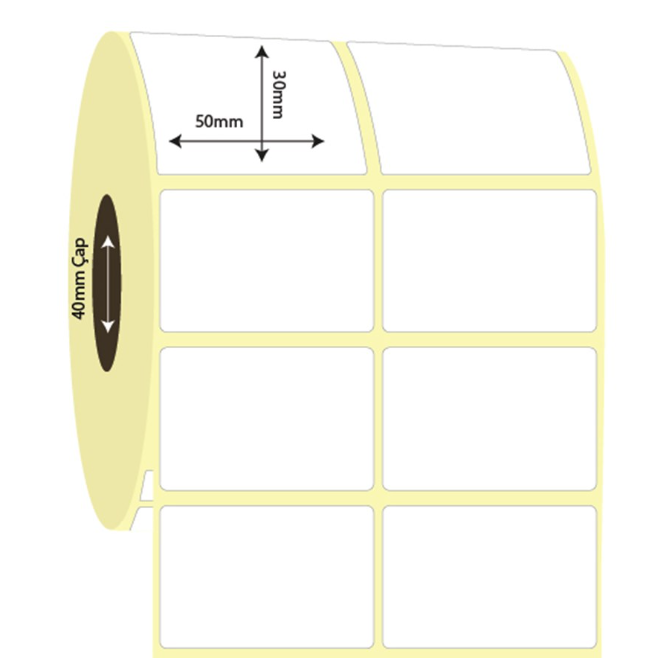 50mm x 30mm 2'li Ayrık Lamine Termal Etiket (Sticker)