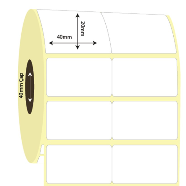 40mm x 20mm 2'li Bitişik Lamine Termal Etiket (Sticker)