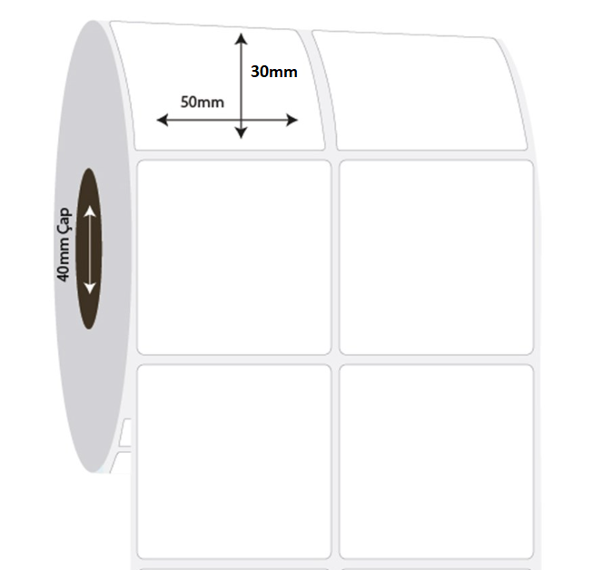 50mm x 30mm 2'li Ayrık PP Opak Etiket (Sticker)