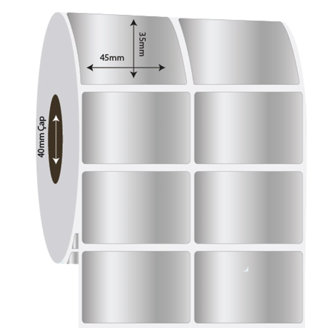 45mm x 35mm 2'li Ayrık Sılver Mat Etiket (Sticker)