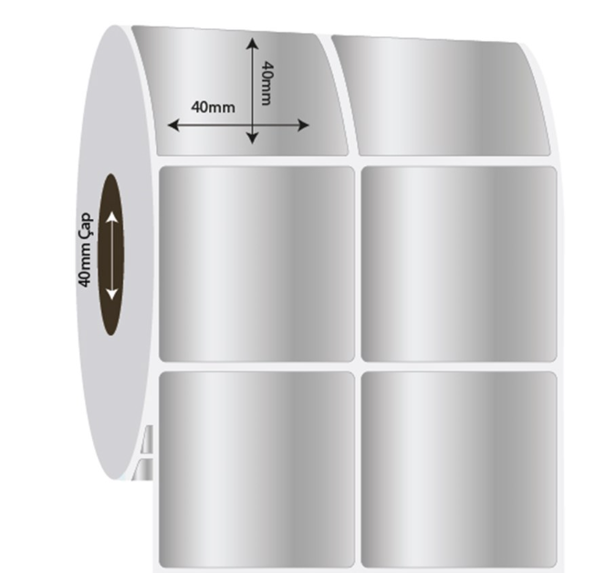  45mm x 40mm 2'li Ayrık Sılver Mat Etiket (Sticker)