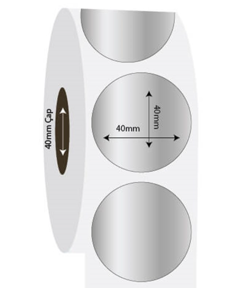  40mm x 40mm Oval Sılver Mat Etiket (Sticker)