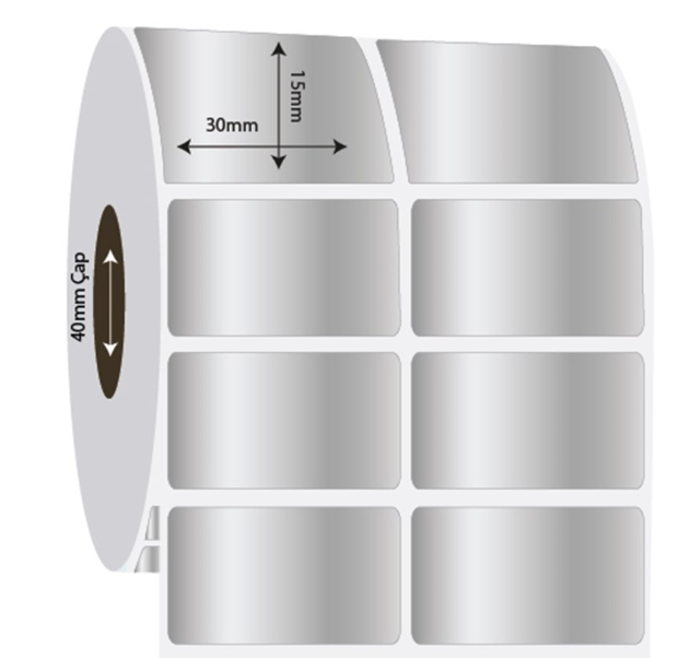 30mm x 15mm 2'li Ayrık Sılver Mat Etiket (Sticker)