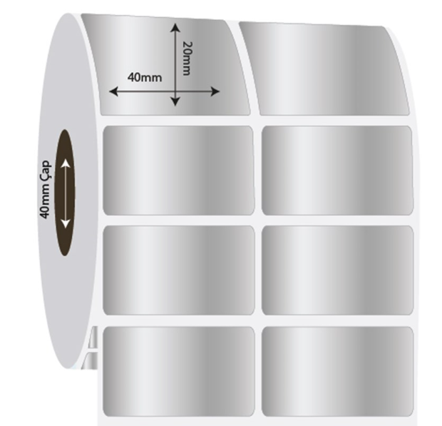 40mm x 20mm 2'li Ayrık Sılver Mat Etiket (Sticker)