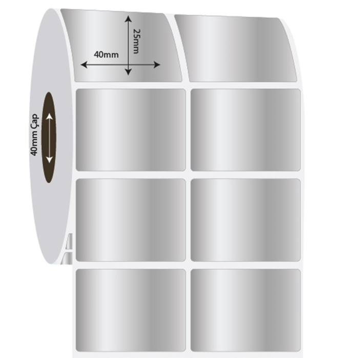 40mm x 25mm 2'li Ayrık Sılver Mat Etiket (Sticker)