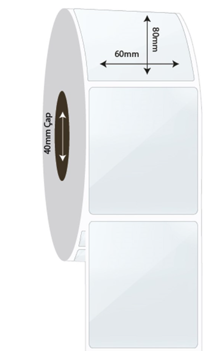 60mm x 80mm PP Şeffaf Etiket (Sticker)