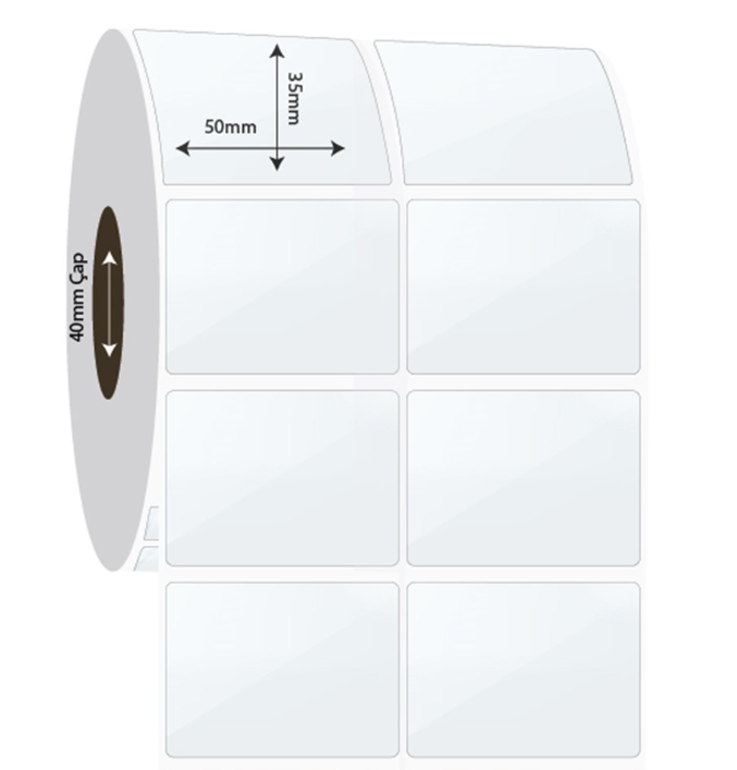 50mm x 35mm 2'li Ayrık PP Şeffaf Etiket (Sticker)