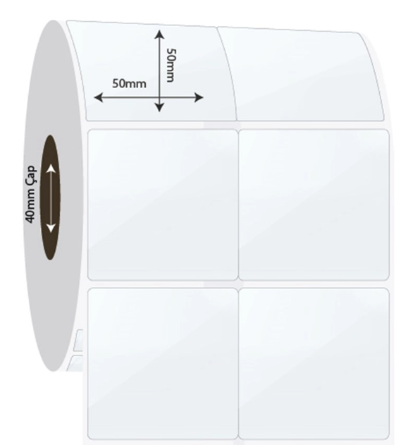 50mm x 50mm 2'li Bitişik PP Şeffaf Etiket (Sticker)