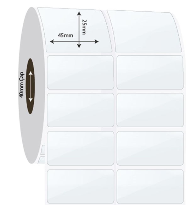 45mm x 25mm 2'li Ayrık PP Şeffaf Etiket (Sticker)