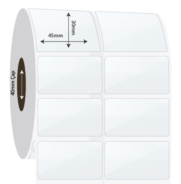 45mm x 30mm 2'li Ayrık PP Şeffaf Etiket (Sticker)