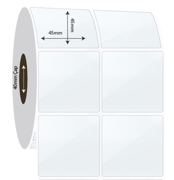45mm x 45mm 2'li Ayrık PP Şeffaf Etiket (Sticker)