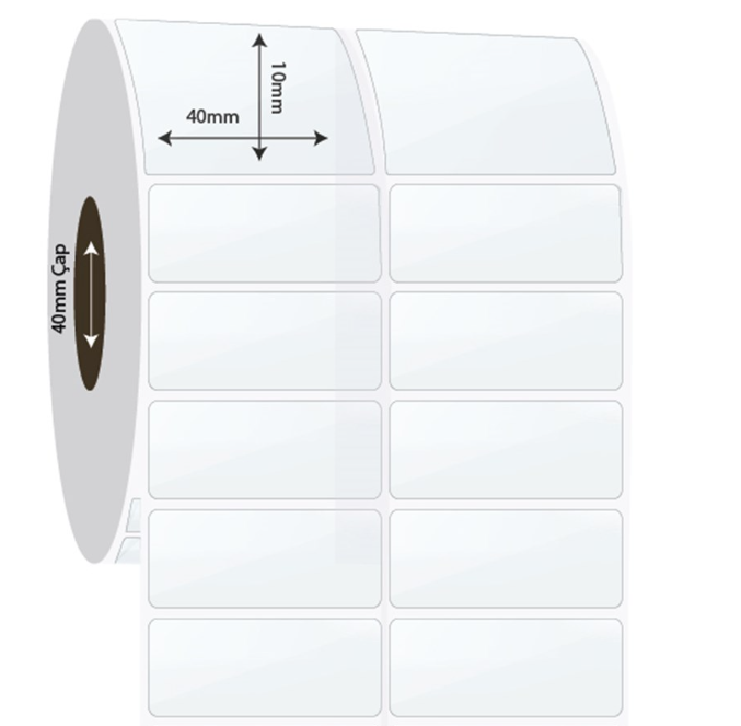 40mm x 10mm 2'li Ayrık PP Şeffaf Etiket (Sticker)