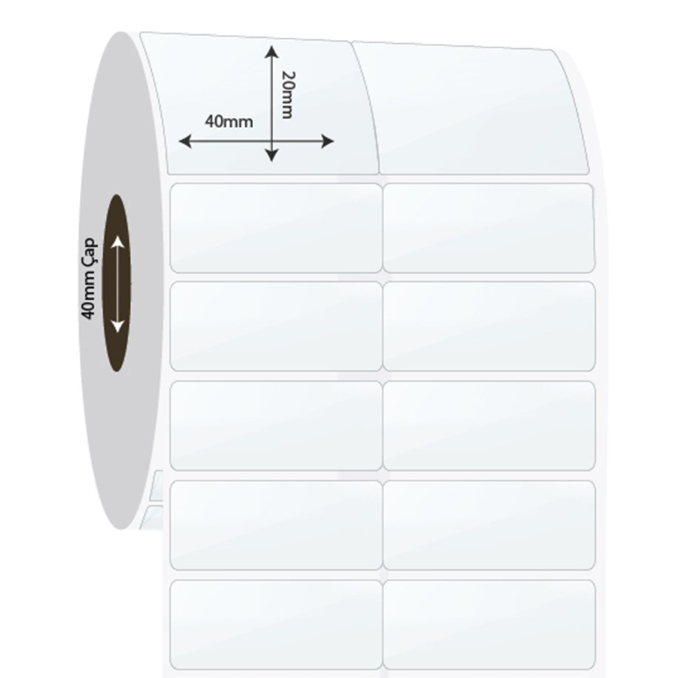 40mm x 20mm 2'li Bitişik PP Şeffaf Etiket (Sticker)