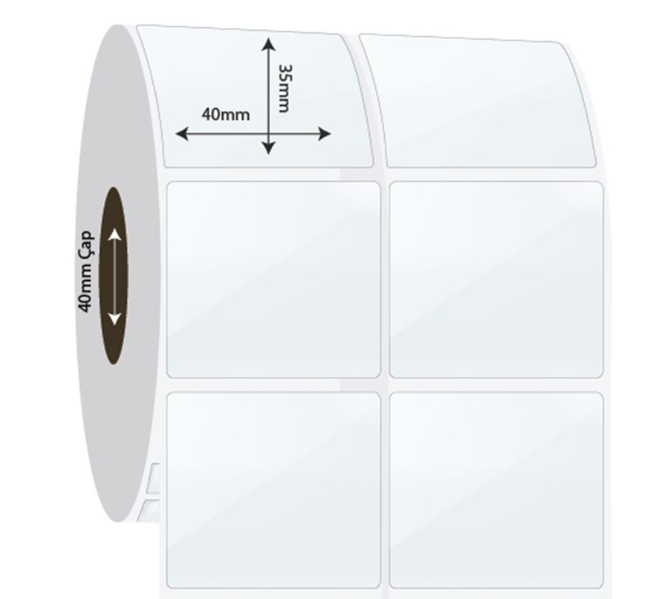 40mm x 35mm 2'li Ayrık PP Şeffaf Etiket (Sticker)
