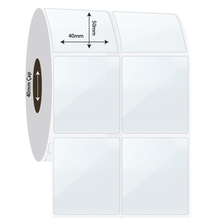 40mm x 50mm 2'li Ayrık PP Şeffaf Etiket (Sticker)