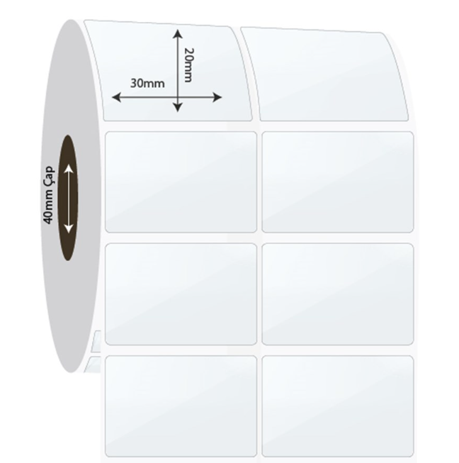 30mm x 20mm 2'li Ayrık PP Şeffaf Etiket (Sticker)