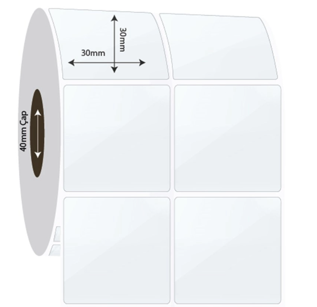 30mm x 30mm 2'li Ayrık PP Şeffaf Etiket (Sticker)