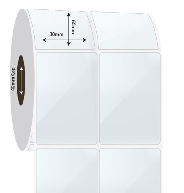 30mm x 60mm 2'li Ayrık PP Şeffaf Etiket (Sticker)
