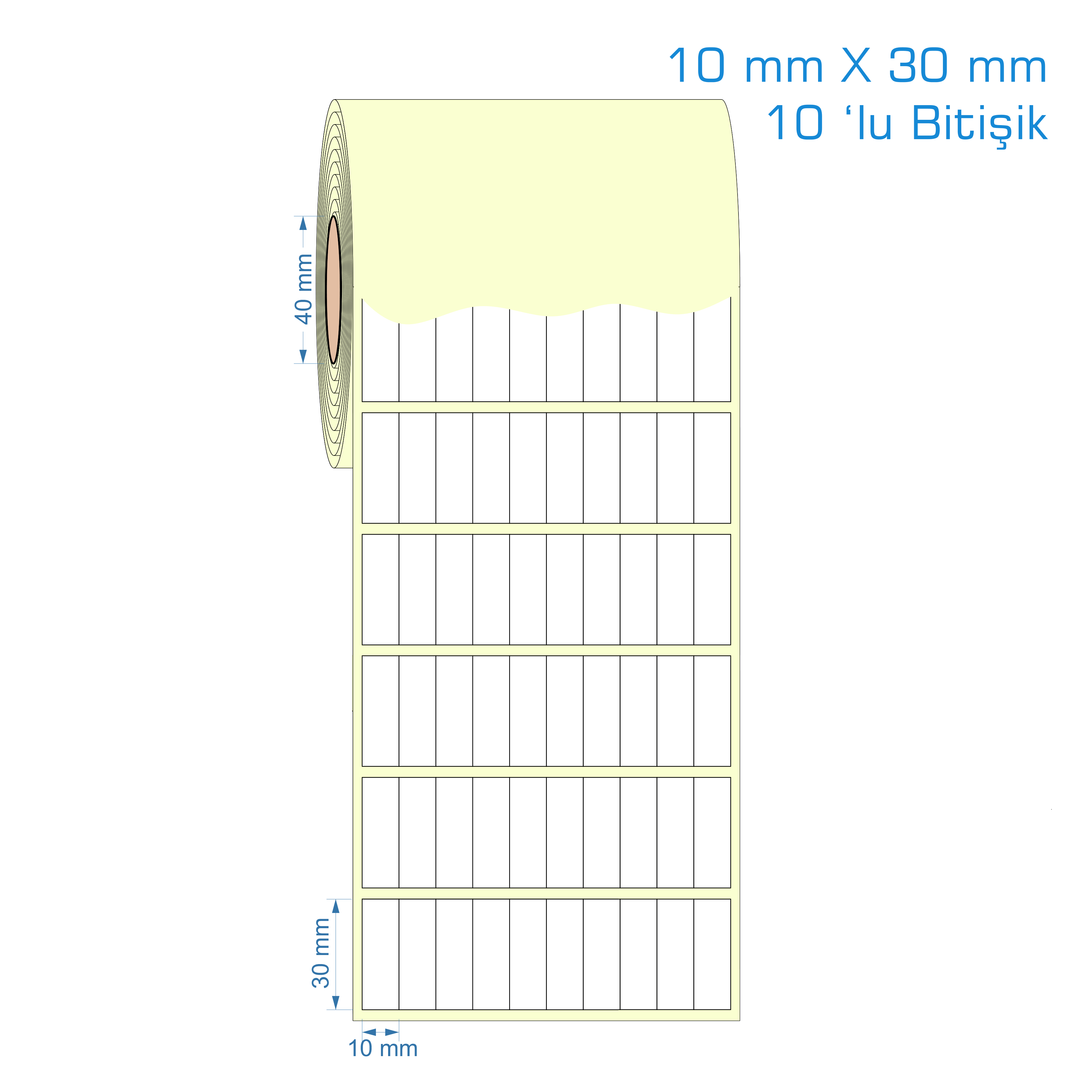 10mm x 30mm 10'lu Bitişik Vellum Etiket (Sticker)