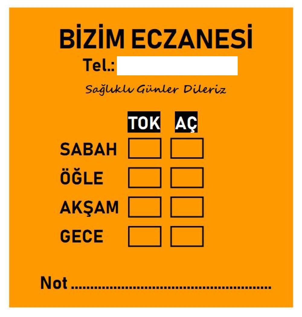 Eczane Etiketi Turuncu Baskılı