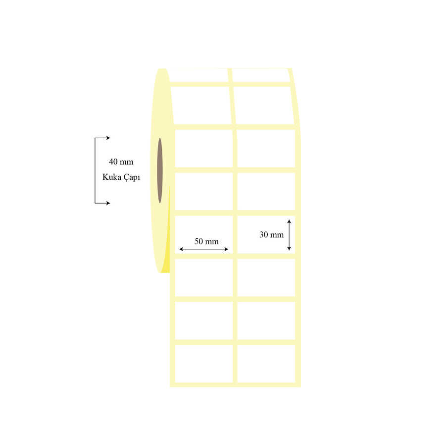 50mm x 30mm 2' li  Ayrık Lamine  Termal  Etiket (Sticker)