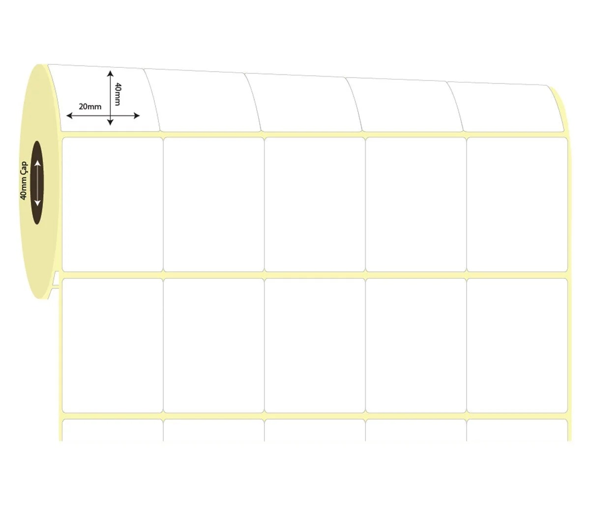 40mm x 20mm 5 'li Bitişik Lamine  Termal Etiket (Sticker)