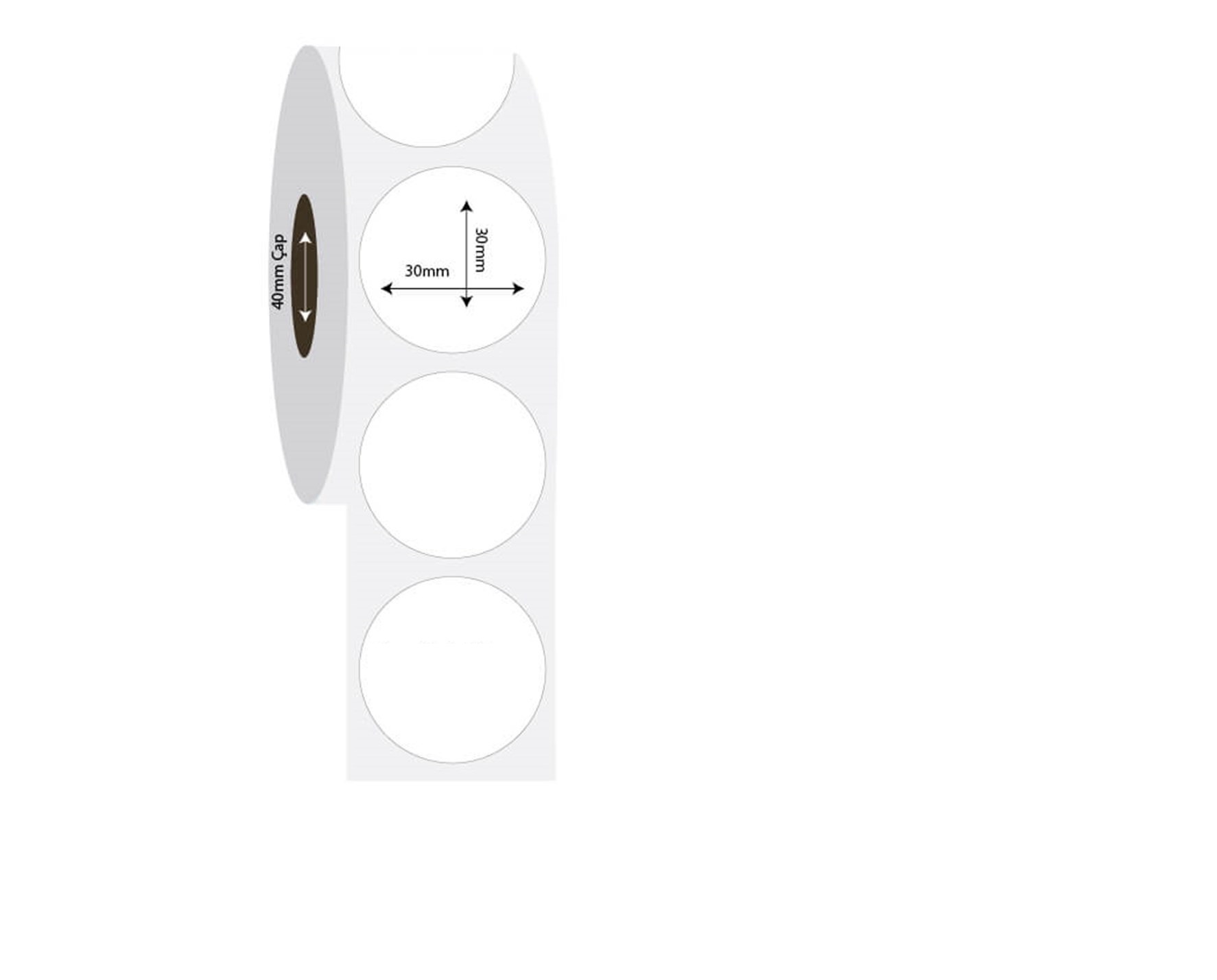 30mm x 30mm Oval PP Opak Etiket (Sticker)