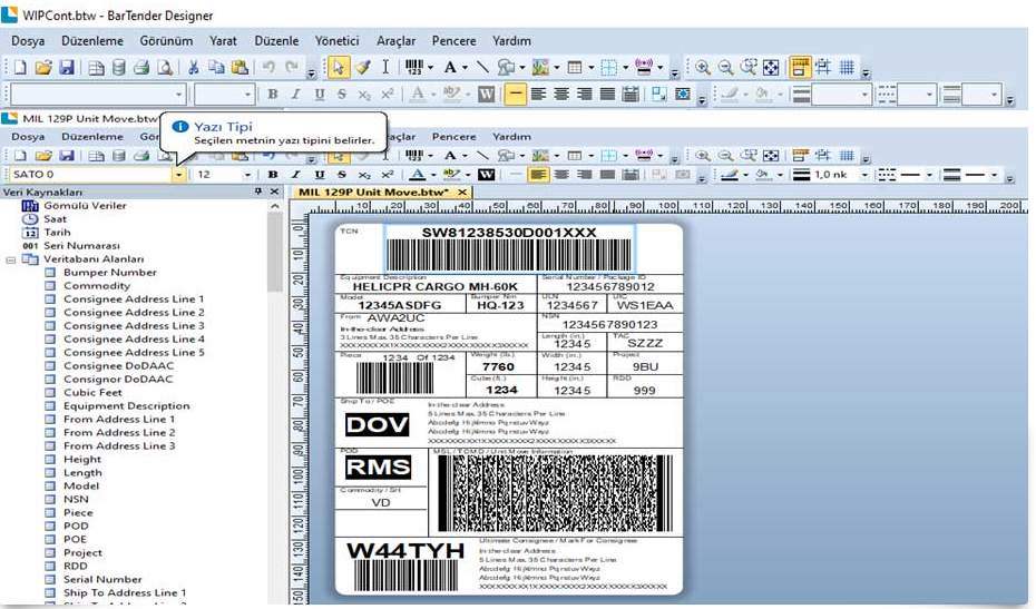 Etiket formatı C:\Users\Pc\Desktop 11.0 (ÜST VERSİYON).btw Bartender'in daha yeni sürümü ile oluşturulduğu için yüklenemiyor.